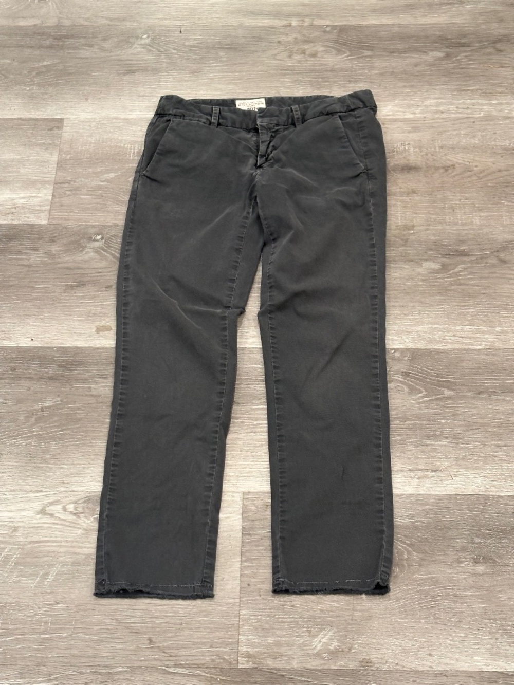 Nili Lotan Jenna Cropped Raw-Edge Pants Womens 0 Eggshell Cotton Twill Gray USA